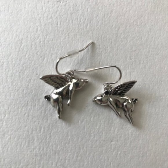 When Pigs Fly Earrings Whimsical New Dangle Hooks - Picture 5 of 10